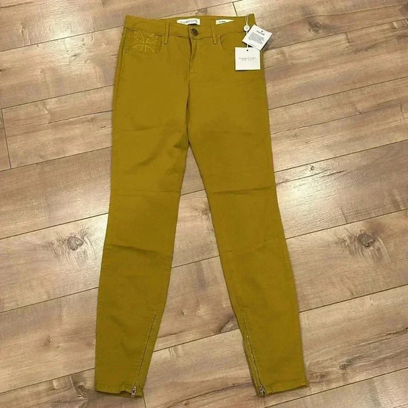 NWT Habitual Almas Zip Skinny Jean Tapestry Yellow Mustard Slim Jeans Sz 26 - Picture 9 of 16